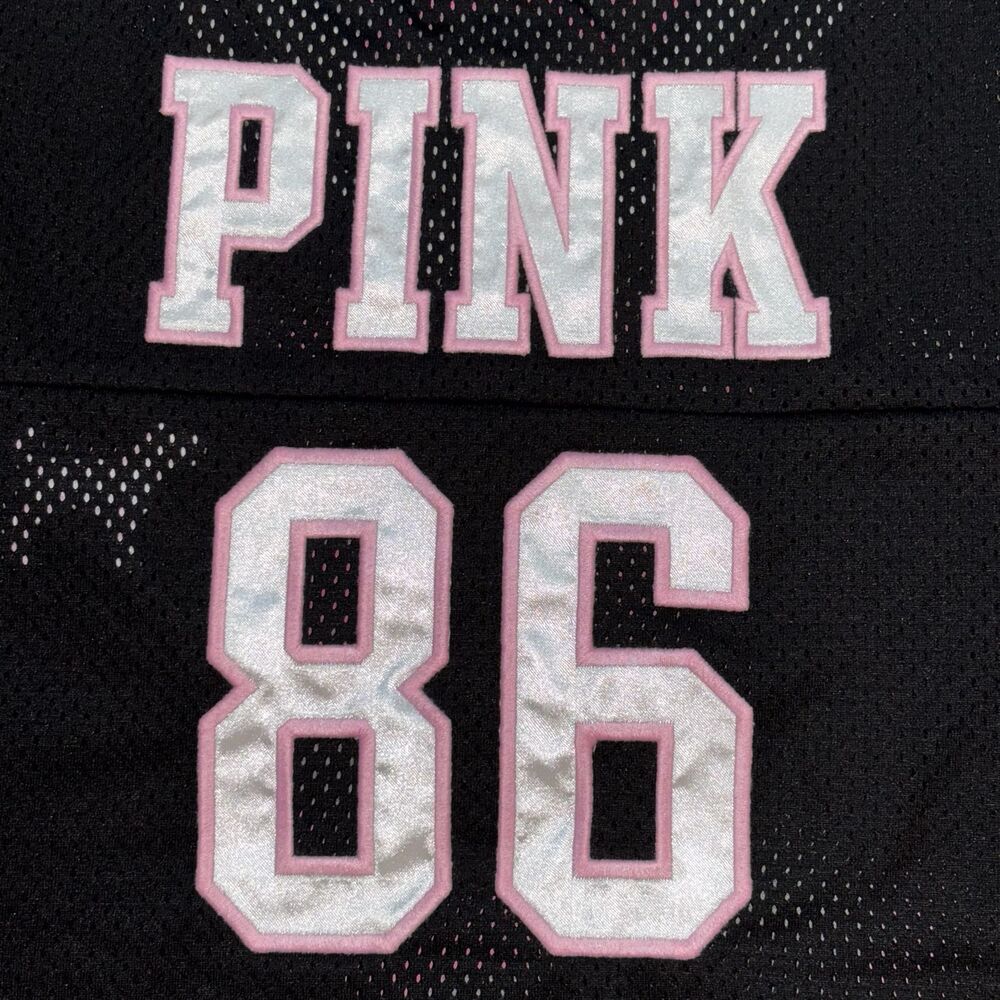 VS PINK Varsity Lace-Up Football Mesh Jersey Pink & White Embroidered 86 MD - Picture 3 of 7